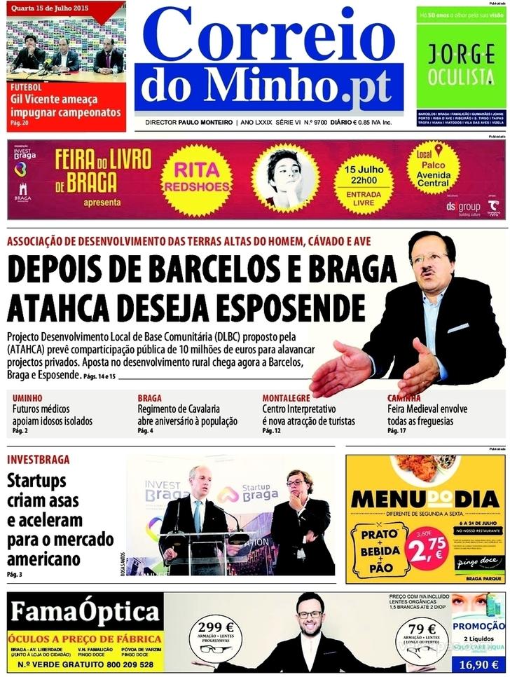 Capa Correio do Minho - 2015-07-15