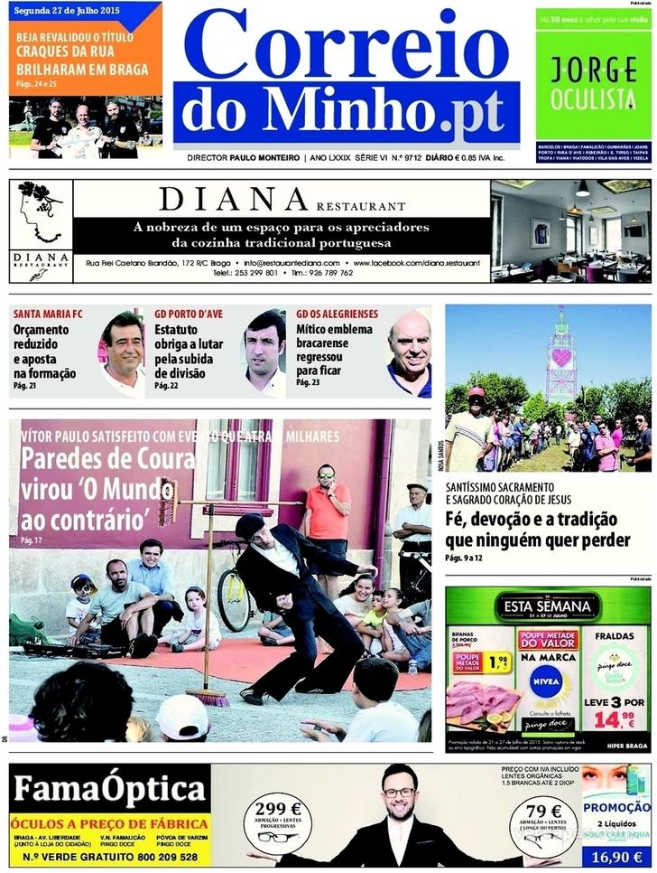 Capa Correio do Minho - 2015-07-27