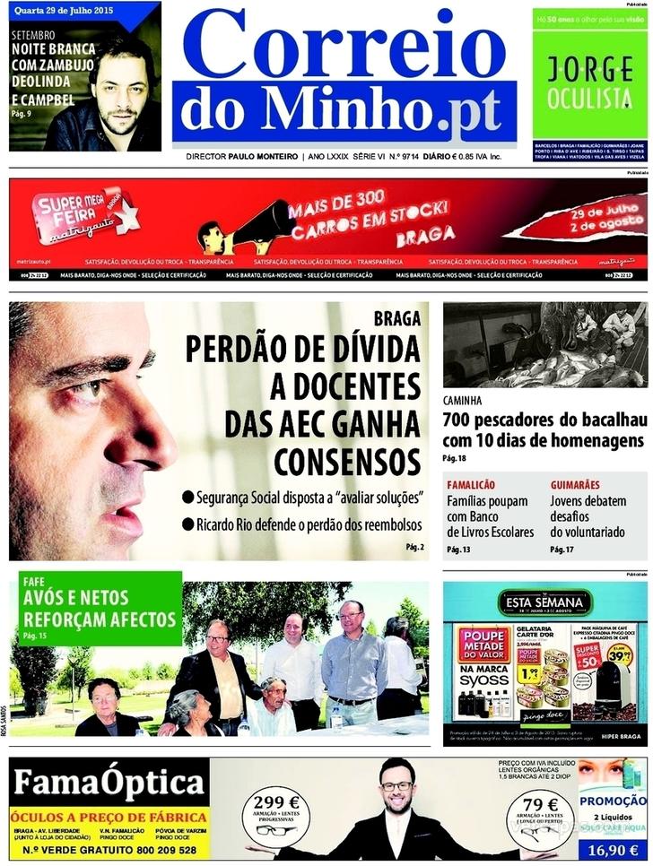 Capa Correio do Minho - 2015-07-29
