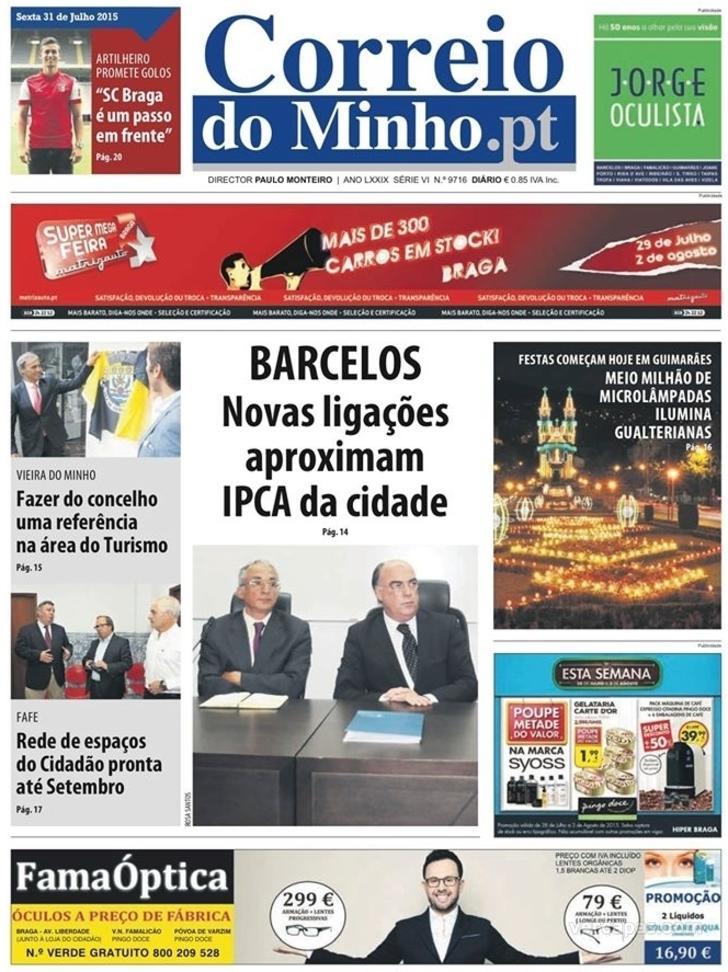 Capa Correio do Minho - 2015-07-31