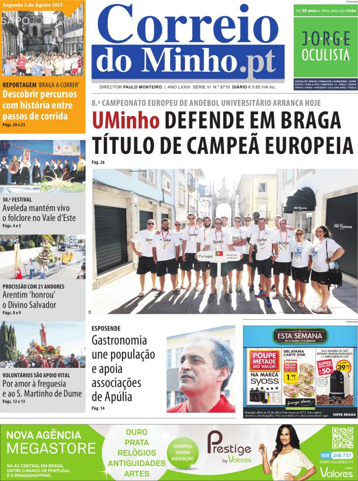 Capa Correio do Minho - 2015-08-03