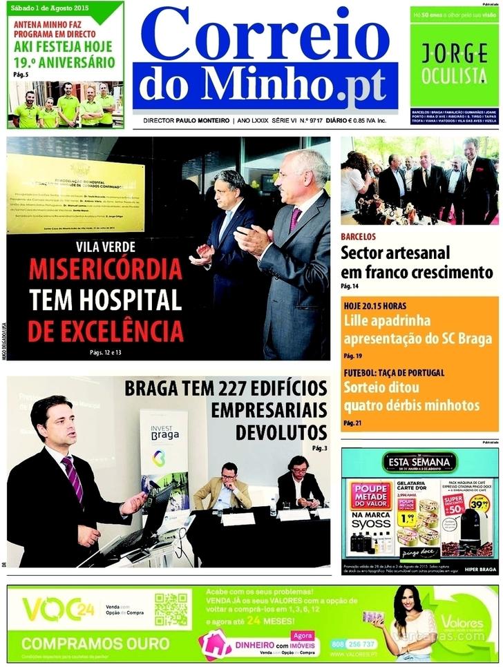 Capa Correio do Minho - 2015-08-07