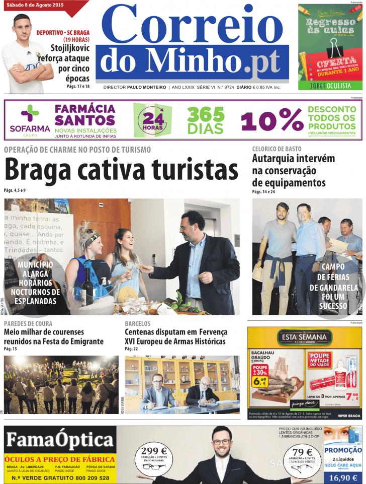 Capa Correio do Minho - 2015-08-08
