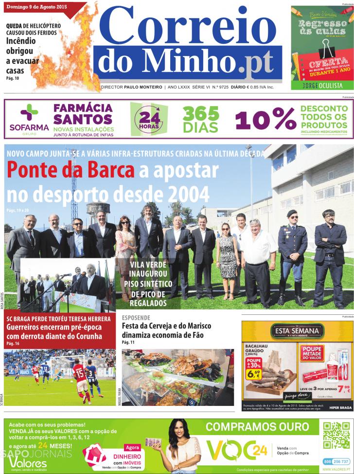 Capa Correio do Minho - 2015-08-09
