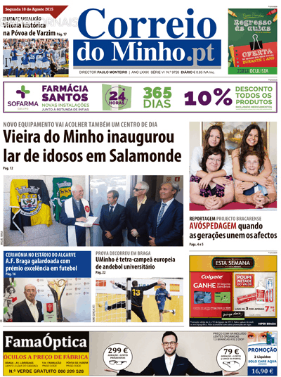 Capa Correio do Minho - 2015-08-10