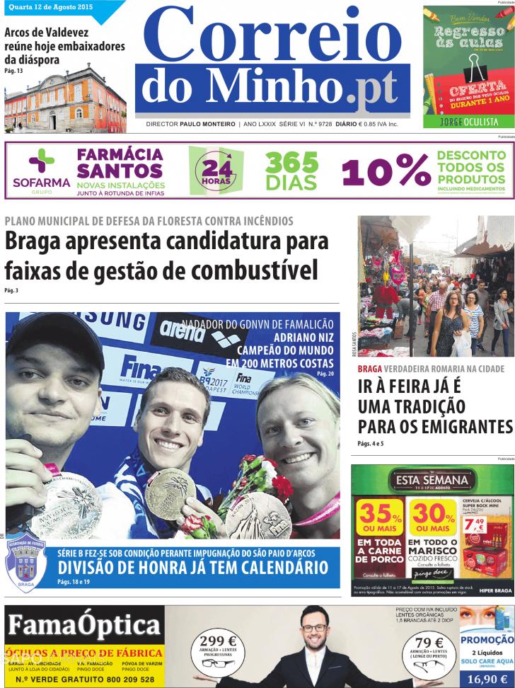 Capa Correio do Minho - 2015-08-12
