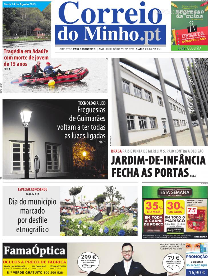 Capa Correio do Minho - 2015-08-14