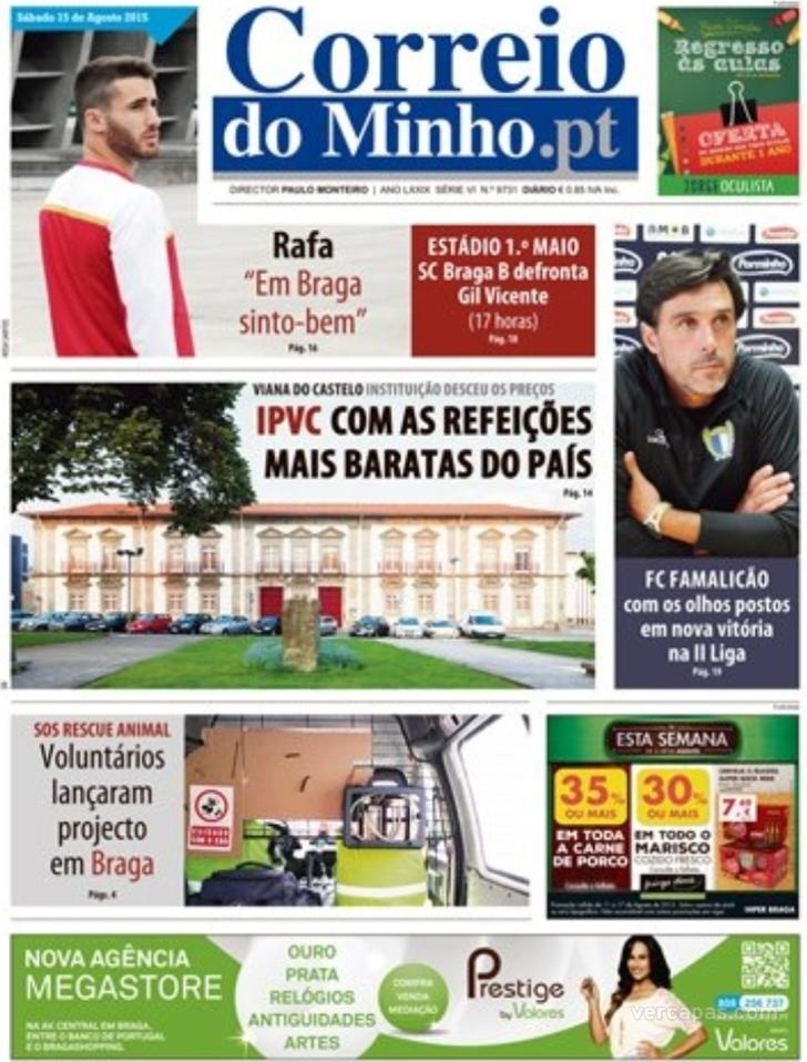Capa Correio do Minho - 2015-08-15