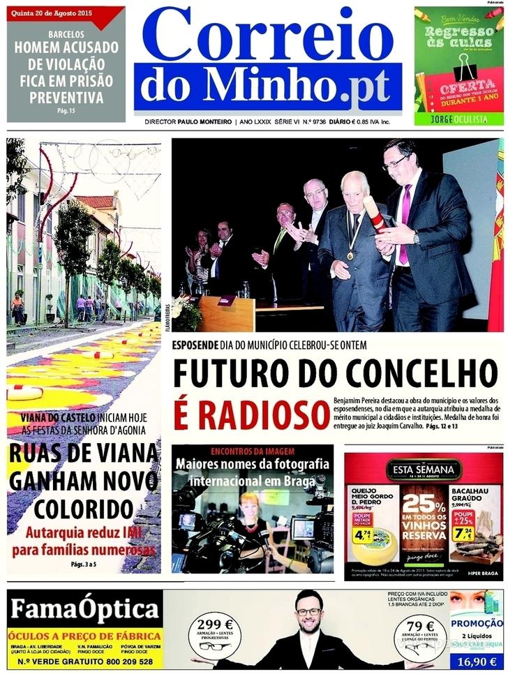 Capa Correio do Minho - 2015-08-20