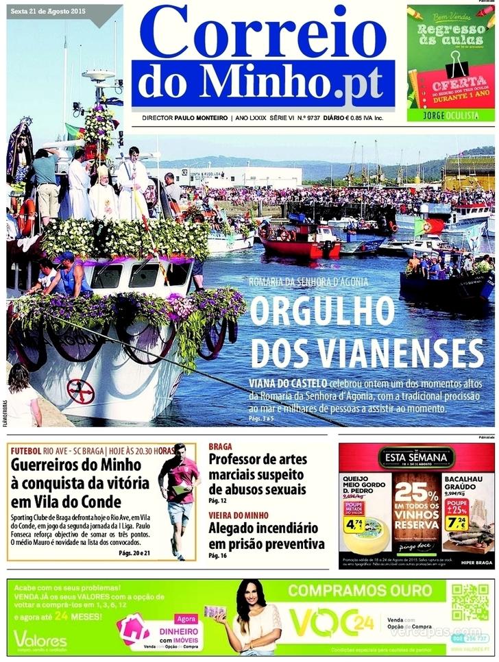 Capa Correio do Minho - 2015-08-21