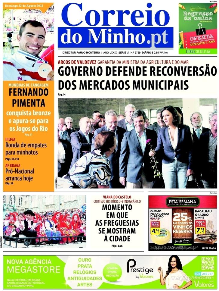 Capa Correio do Minho - 2015-08-23