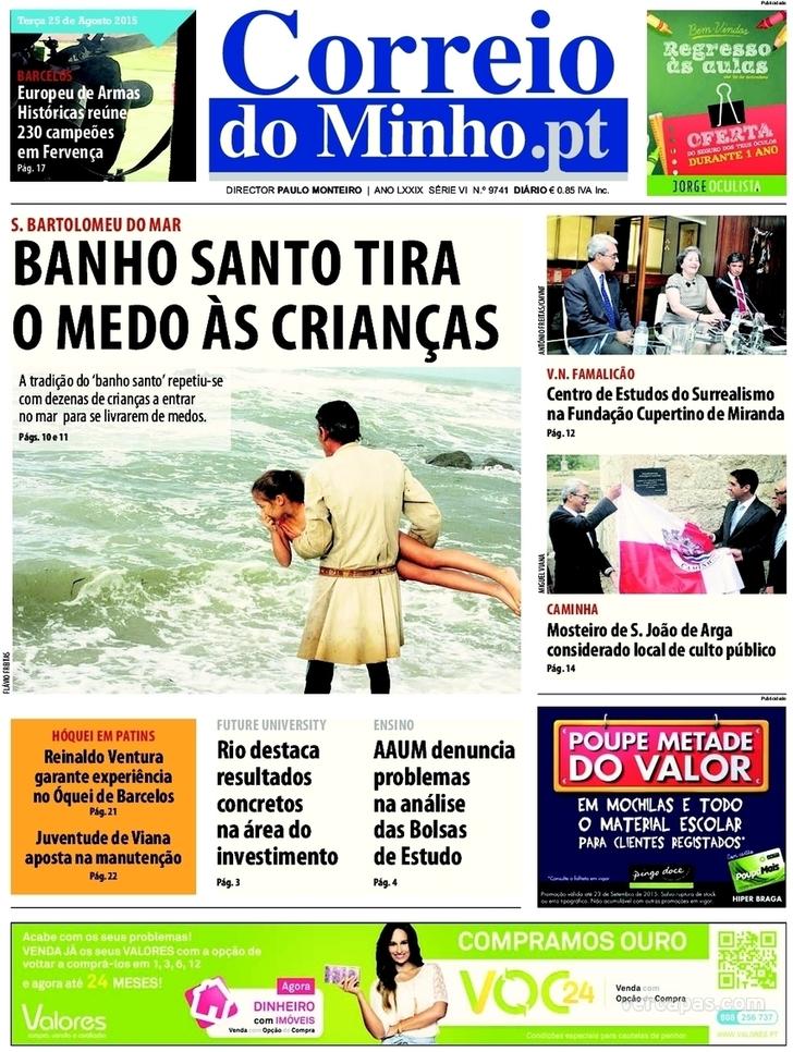 Capa Correio do Minho - 2015-08-25