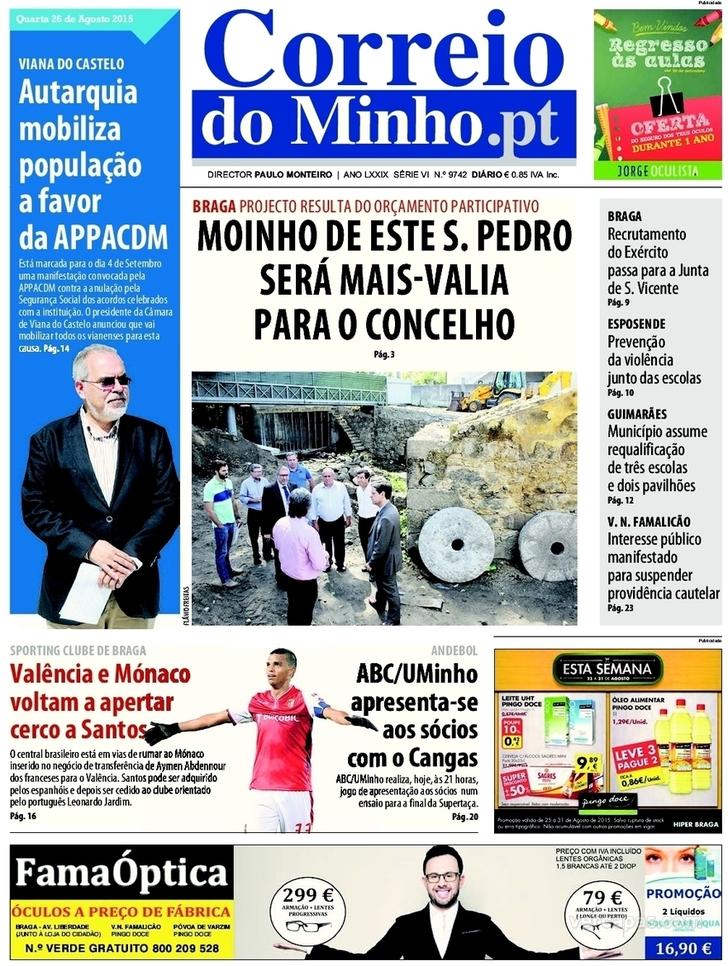 Capa Correio do Minho - 2015-08-26