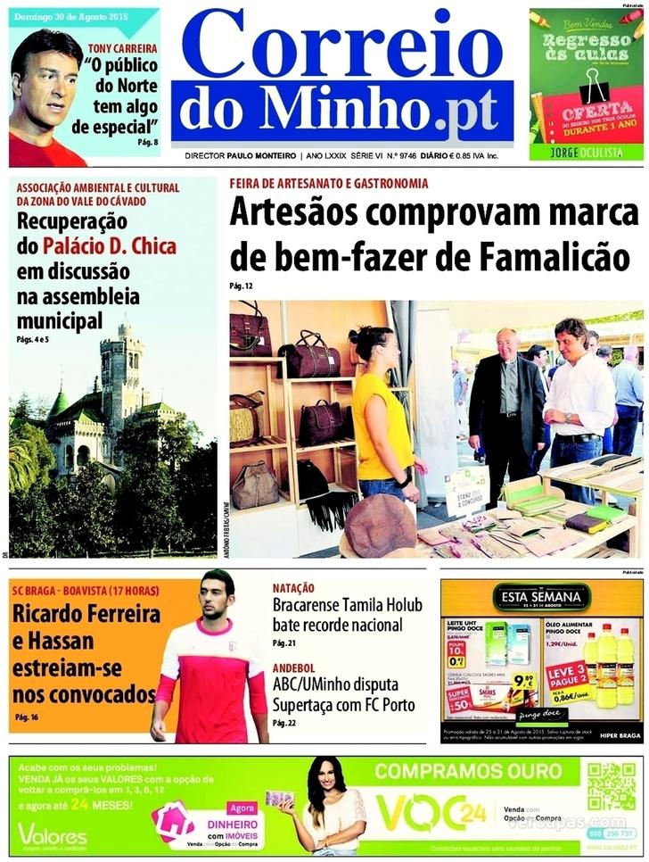 Capa Correio do Minho - 2015-08-30