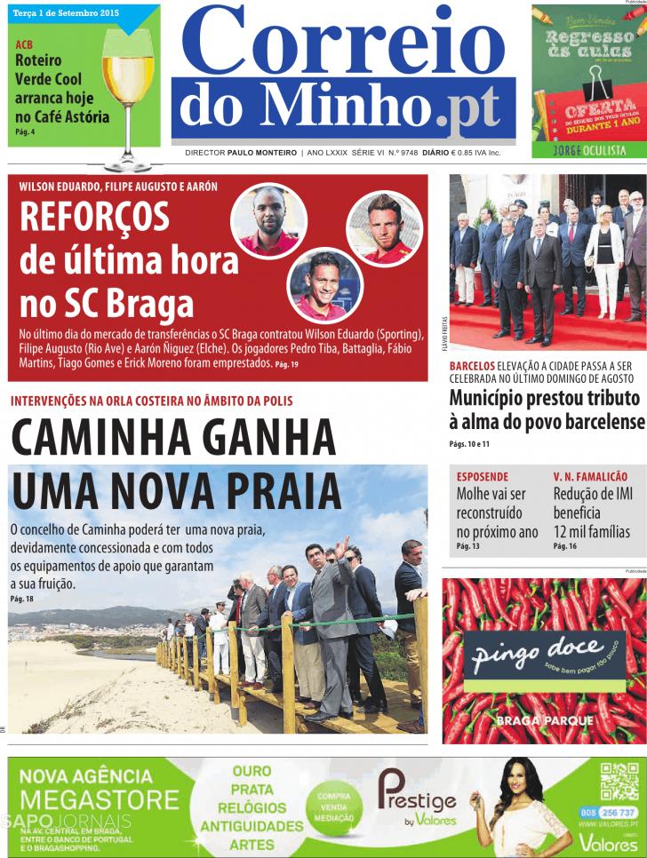 Capa Correio do Minho - 2015-09-01