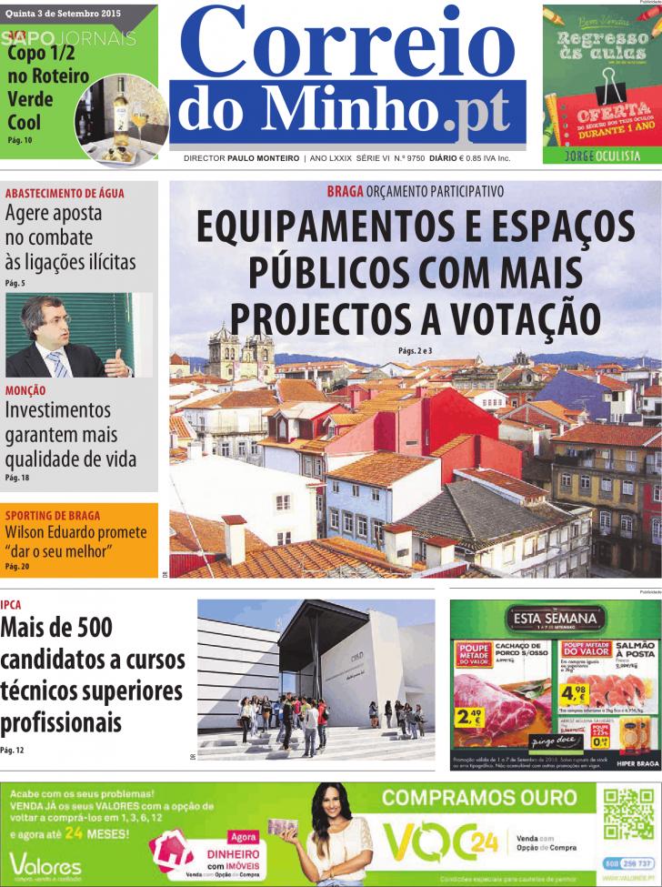 Capa Correio do Minho - 2015-09-03