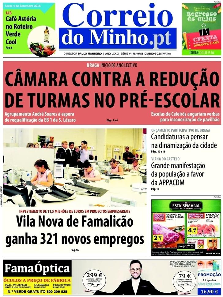Capa Correio do Minho - 2015-09-04