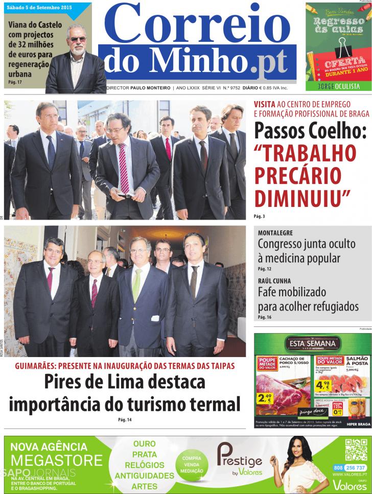 Capa Correio do Minho - 2015-09-05