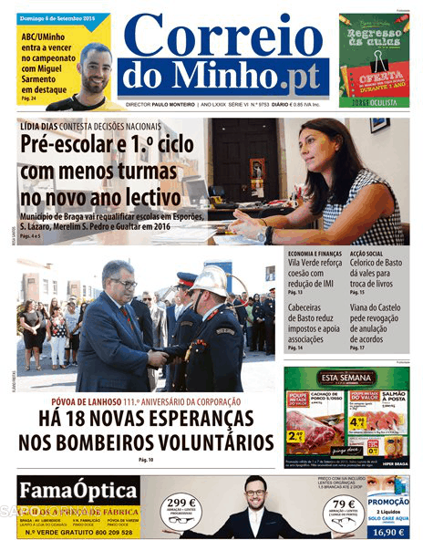 Capa Correio do Minho - 2015-09-06