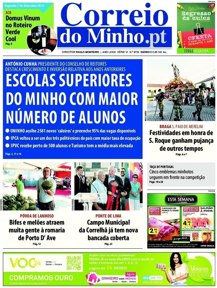 Capa Correio do Minho - 2015-09-07