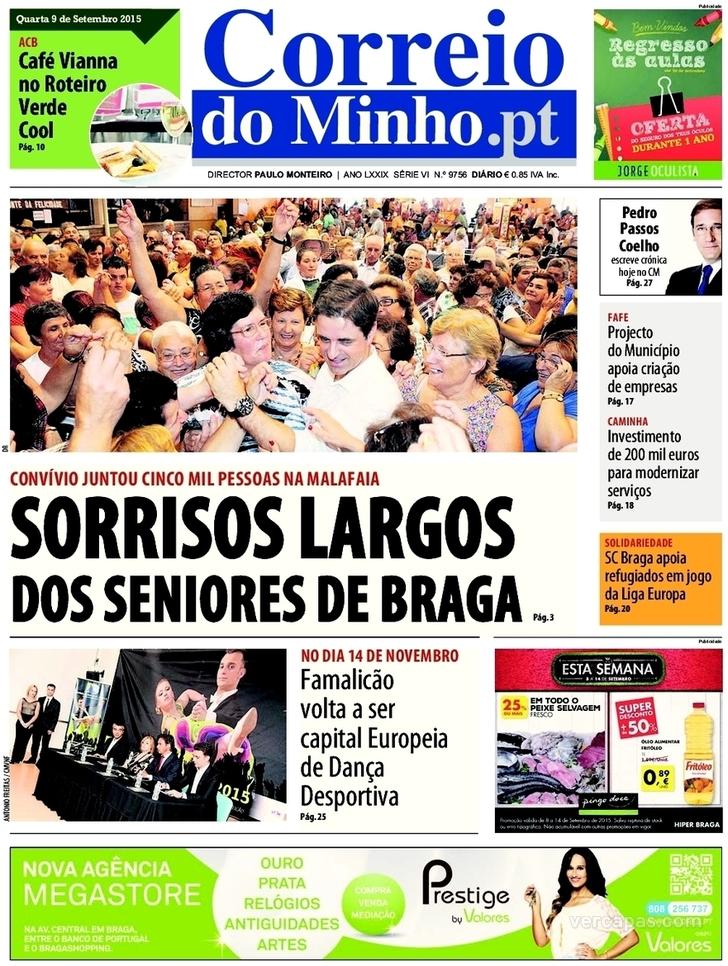 Capa Correio do Minho - 2015-09-09