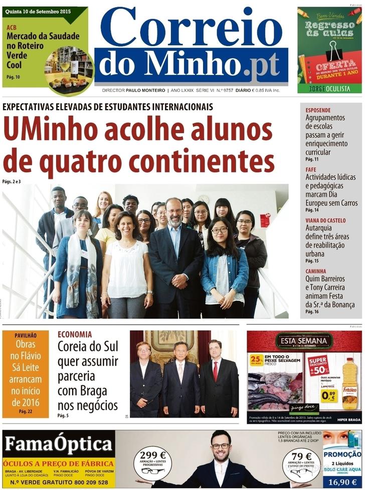 Capa Correio do Minho - 2015-09-10