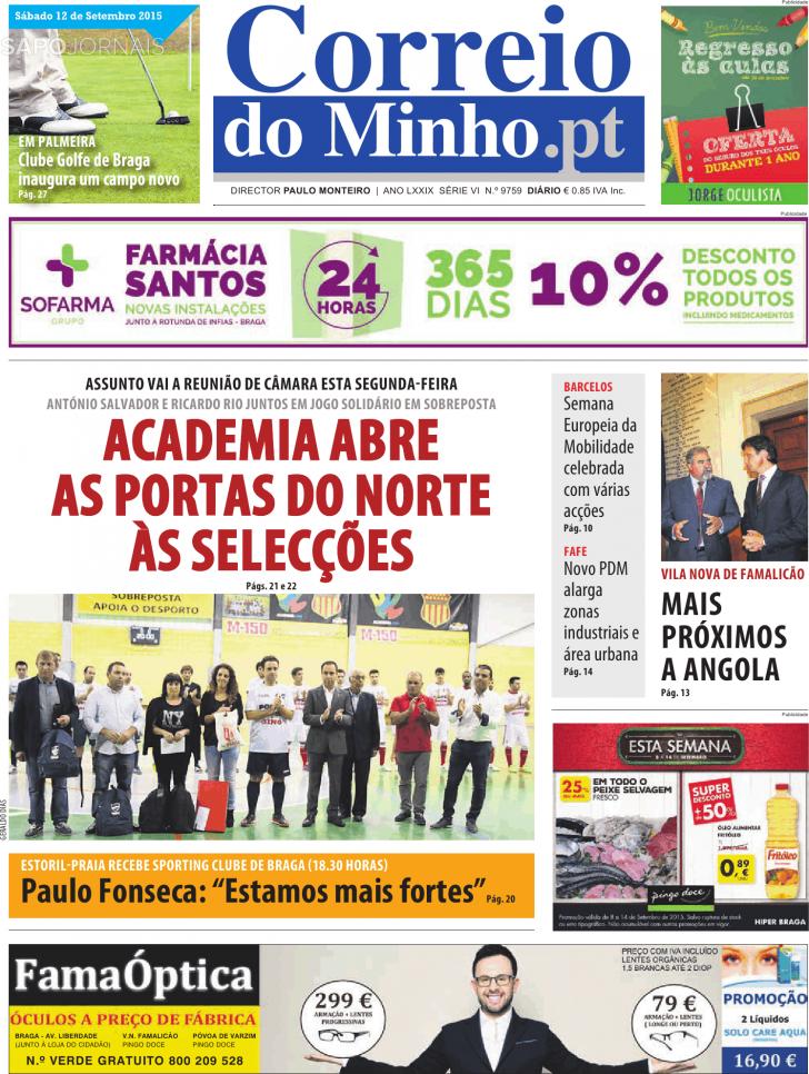 Capa Correio do Minho - 2015-09-12