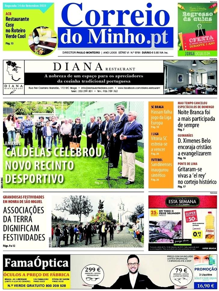 Capa Correio do Minho - 2015-09-14
