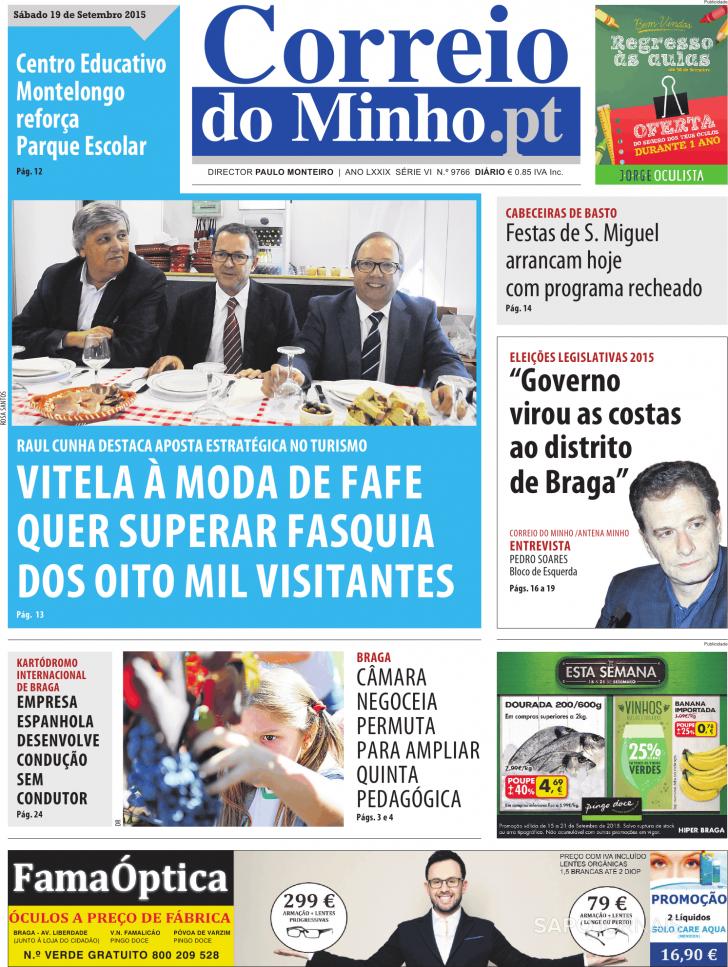 Capa Correio do Minho - 2015-09-19