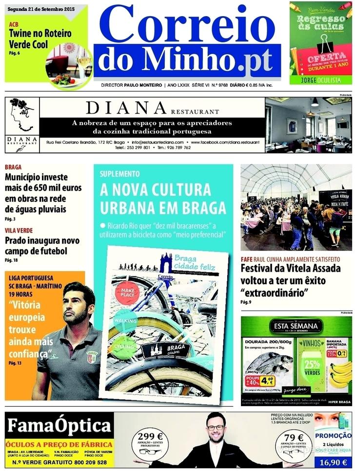 Capa Correio do Minho - 2015-09-21