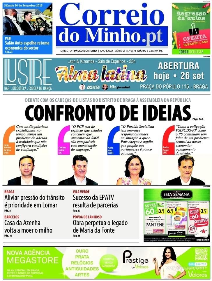 Capa Correio do Minho - 2015-09-26