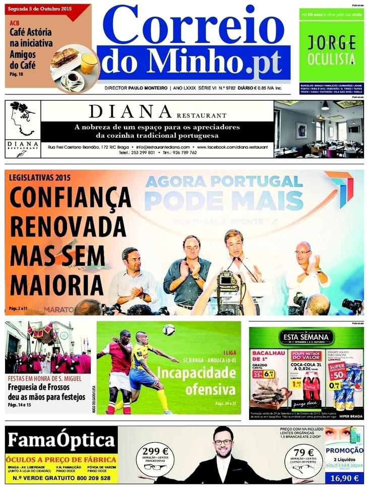 Capa Correio do Minho - 2015-10-05