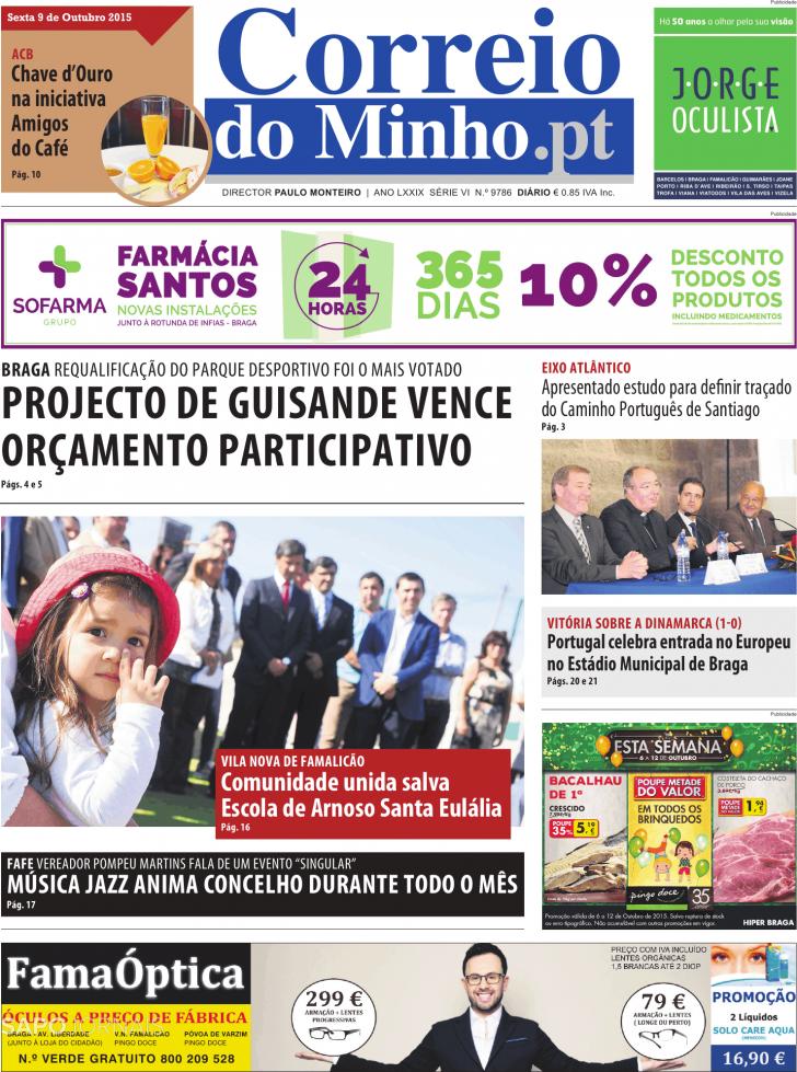 Capa Correio do Minho - 2015-10-09