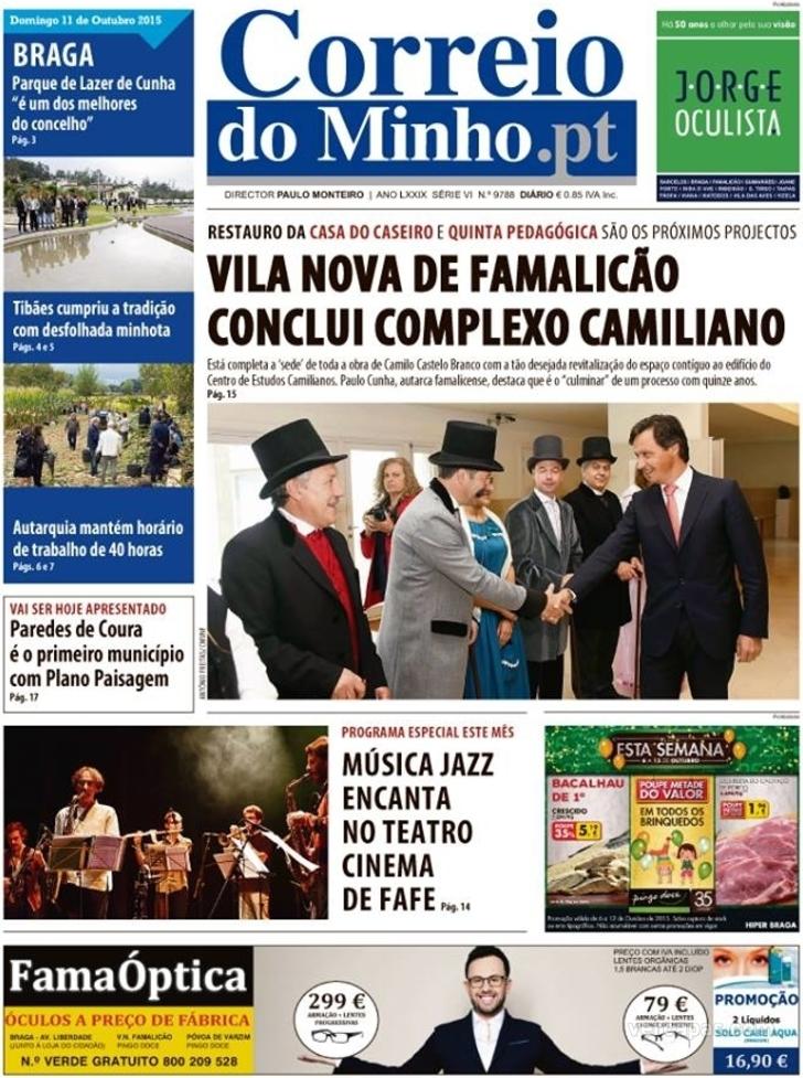 Capa Correio do Minho - 2015-10-11