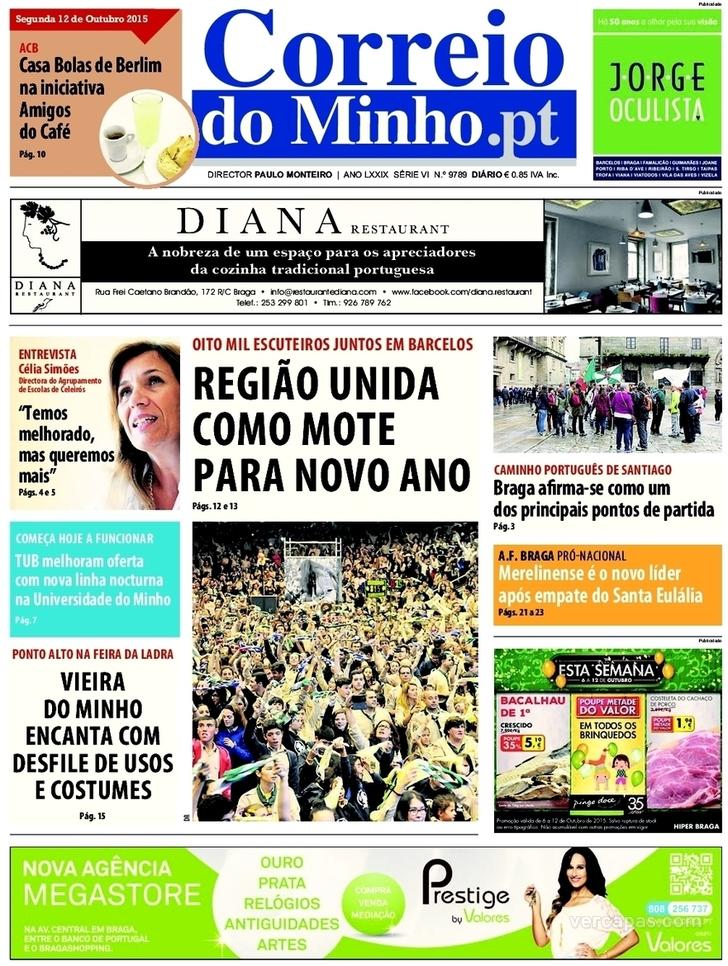 Capa Correio do Minho - 2015-10-12