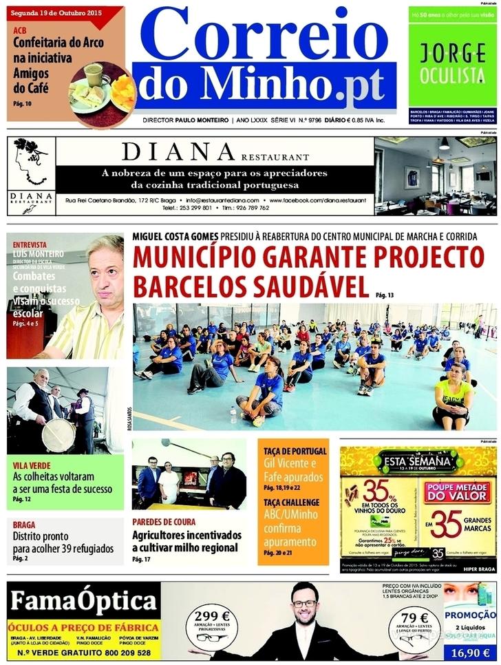 Capa Correio do Minho - 2015-10-19