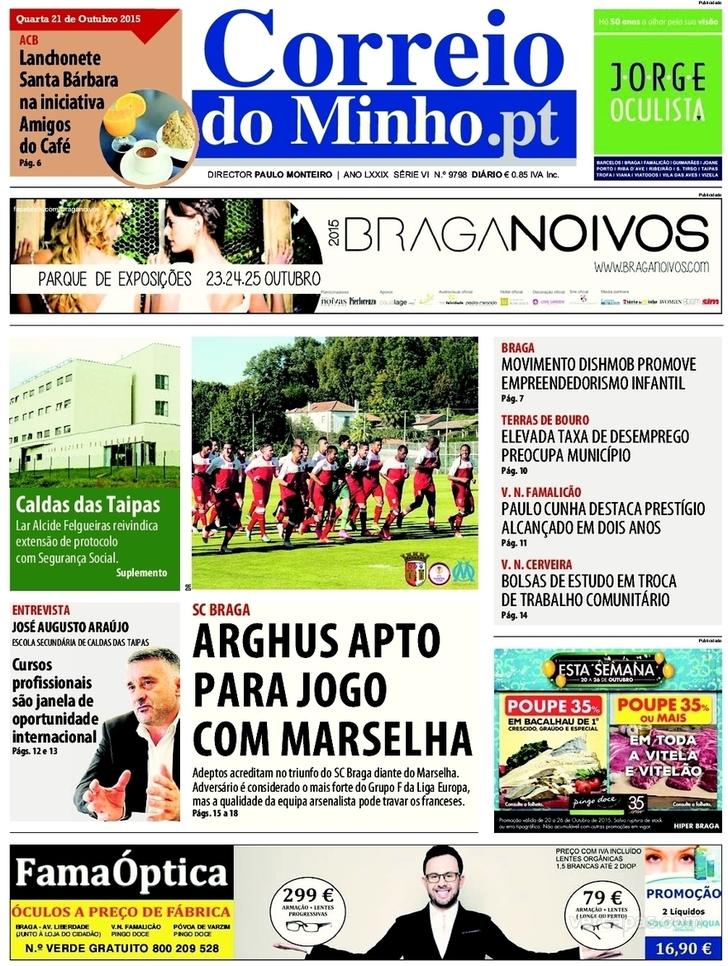 Capa Correio do Minho - 2015-10-21