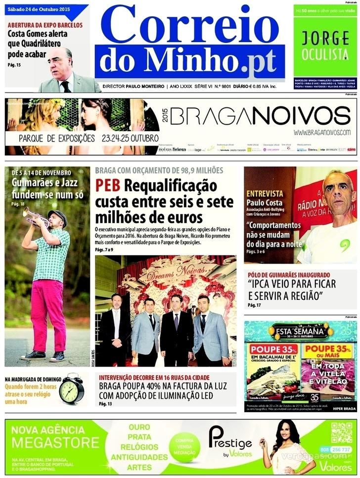 Capa Correio do Minho - 2015-10-24