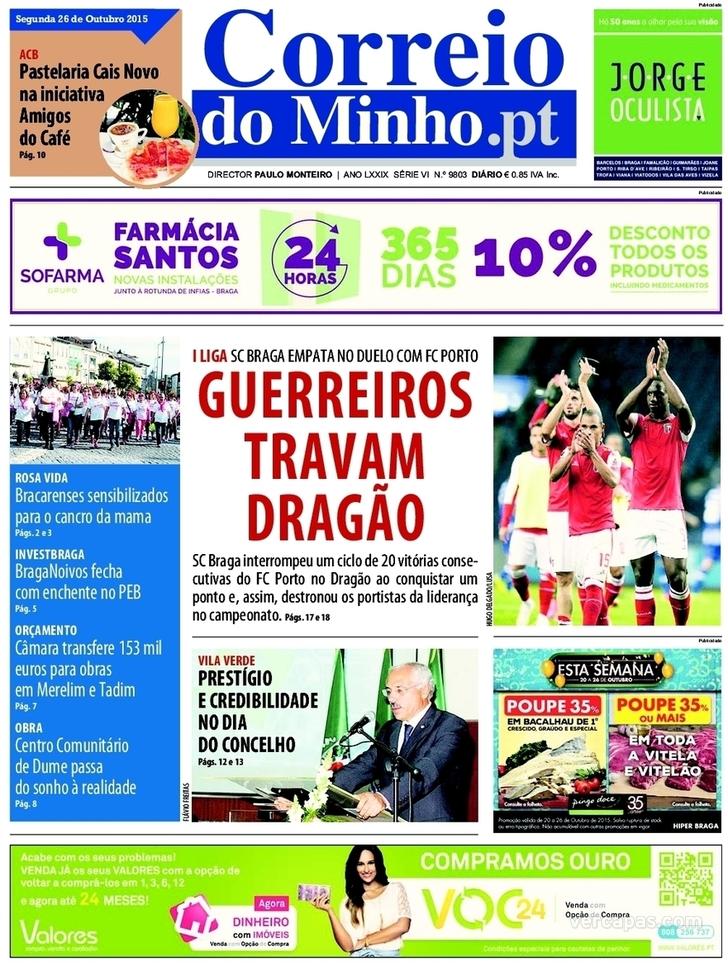 Capa Correio do Minho - 2015-10-26