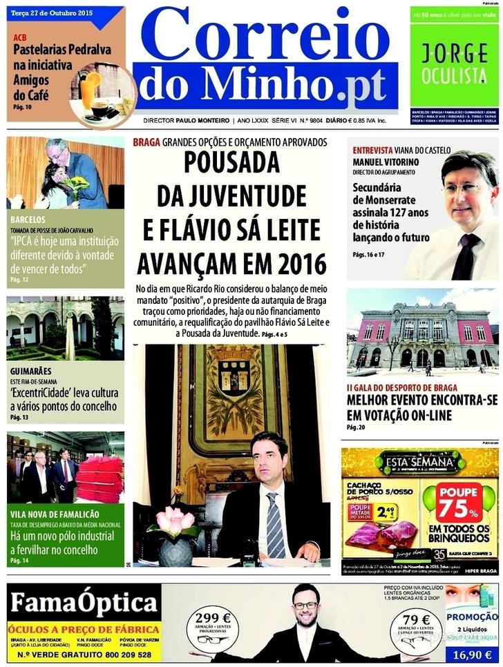 Capa Correio do Minho - 2015-10-27