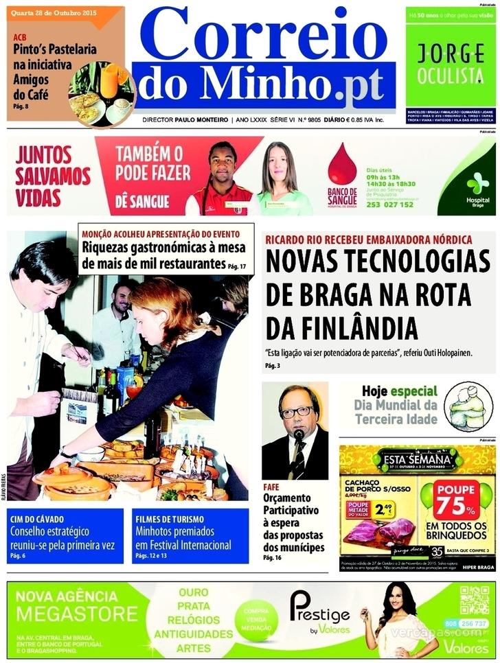 Capa Correio do Minho - 2015-10-28