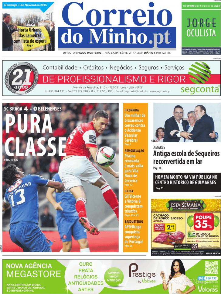 Capa Correio do Minho - 2015-11-01