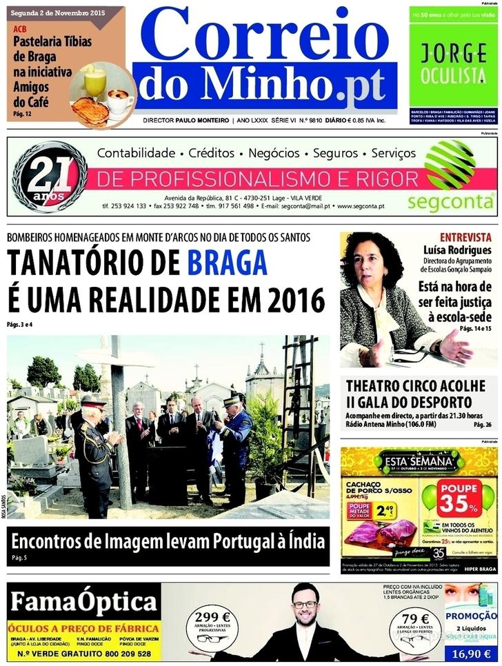 Capa Correio do Minho - 2015-11-02