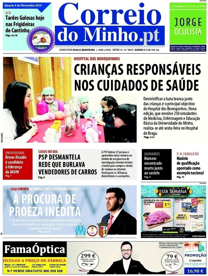 Capa Correio do Minho - 2015-11-04