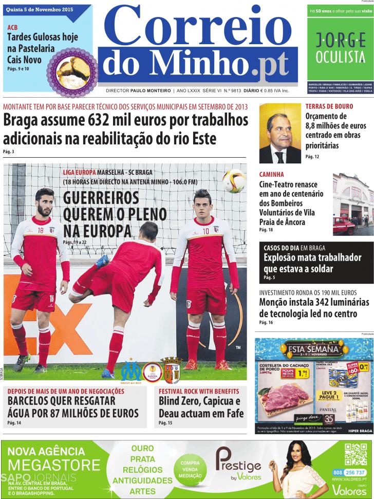 Capa Correio do Minho - 2015-11-05