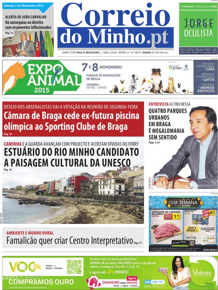 Capa Correio do Minho - 2015-11-07