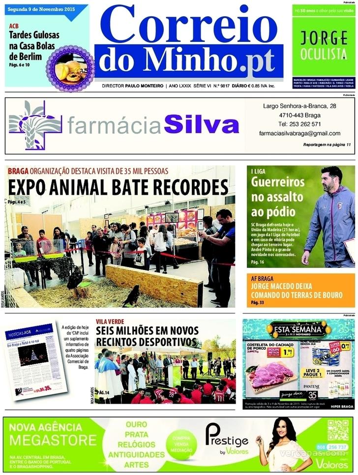 Capa Correio do Minho - 2015-11-09
