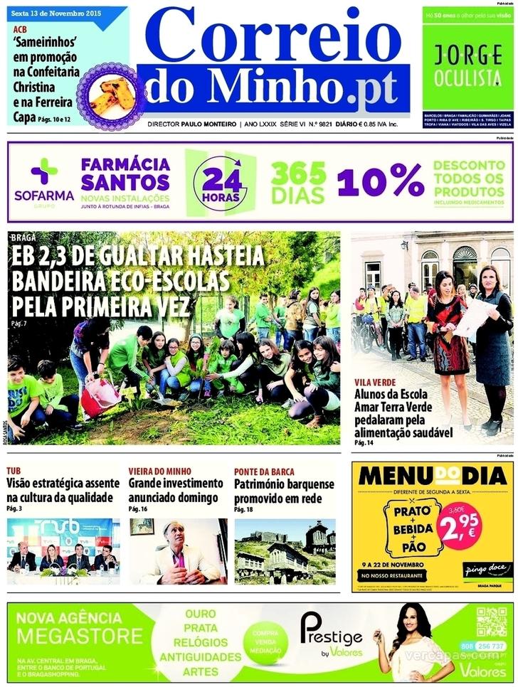 Capa Correio do Minho - 2015-11-13