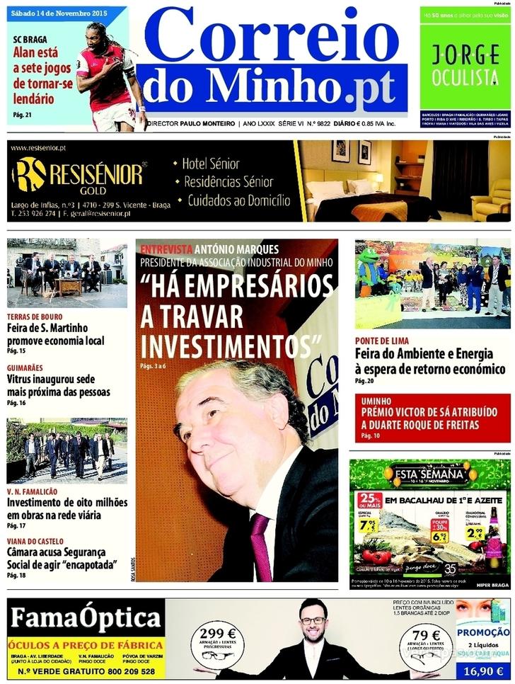 Capa Correio do Minho - 2015-11-14