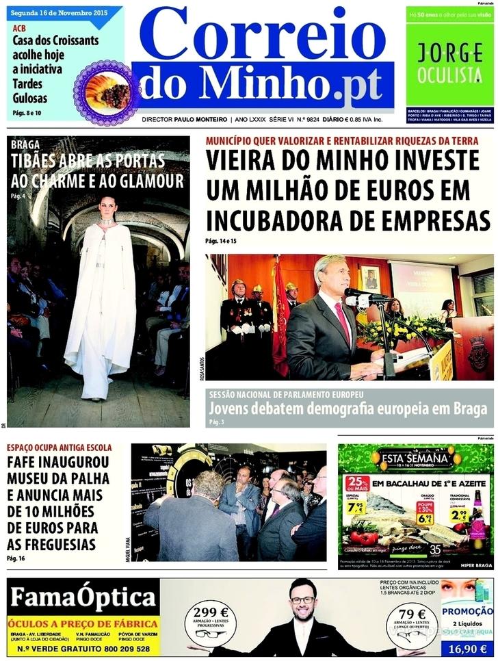 Capa Correio do Minho - 2015-11-16